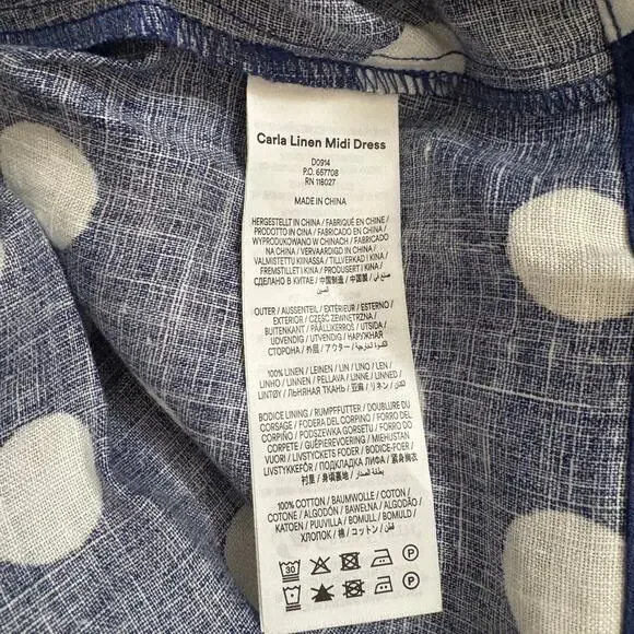 Boden Carla Linen Midi Polka Dot Dress 14 - Picture 3 of 9